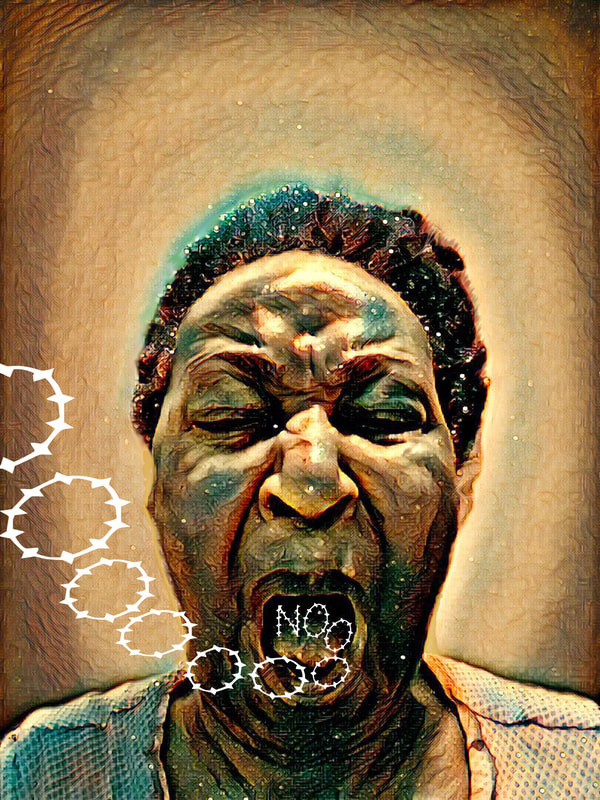 "Fury," 13.63 x 16.25 in (framed). | $675. Self-portrait, digital photography, digital painting, by #Gullah, #Techspressionist artist, Verneda Lights, © 2018.  