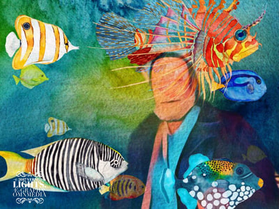 2. Gone. Fishin’. (2017). Photo-collage, digital painting. 10 x 7.5 in.