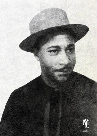 1. "Portrait of My Father as a Young Man," by Verneda Lights. (2017). Vintage photo restoration (1945), digital drawing and painting. 8.5 x 12 in. 